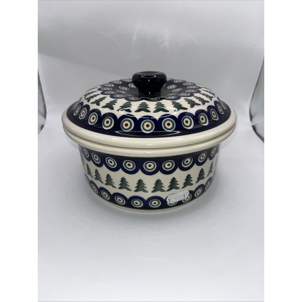Zaklady Boleslawiec Polish Pottery Casserole Dish/Baker With Lid